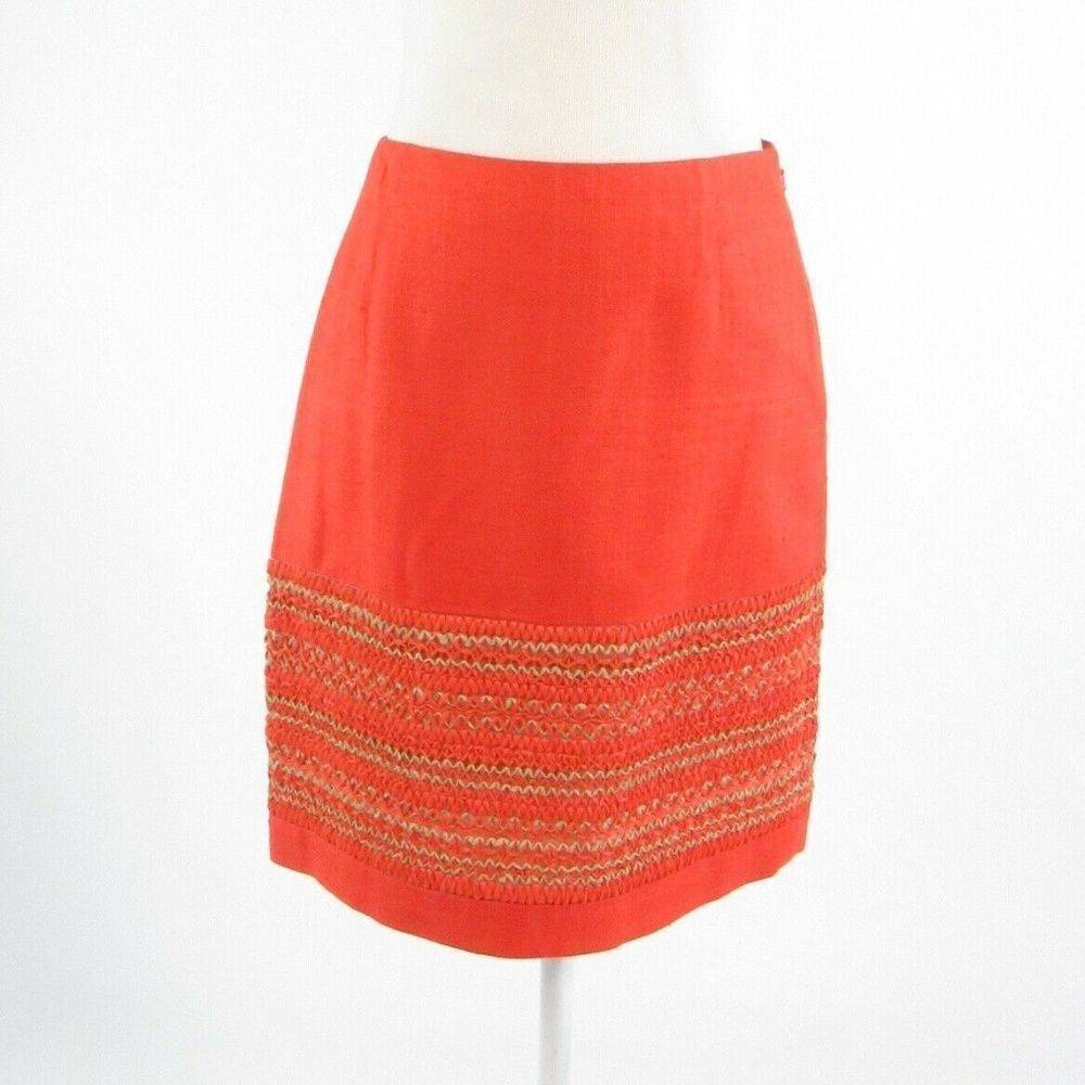 Per Se orange silk A-line skirt 4